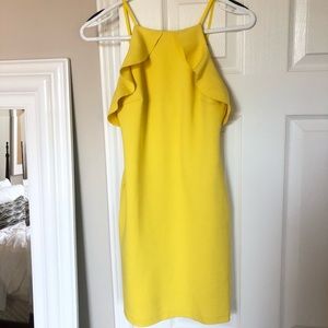 ZARA Yellow Mini Dress with Frills, Small